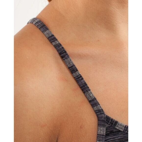 LULULEMON Power Y Tank Size 8 Black Stripes Galore - Picture 2 of 8